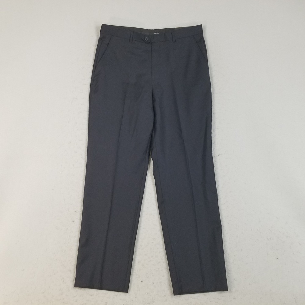 Alfani Dress Pants Men 36x30 Midnight Blue 100% Wool M58575369FD Flat Front NWT